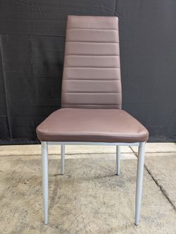Modern Taupe Upholstered Dining Chair with Metal Legs