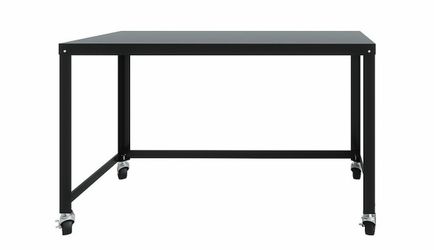CB2 Black Metal Desk On Casters