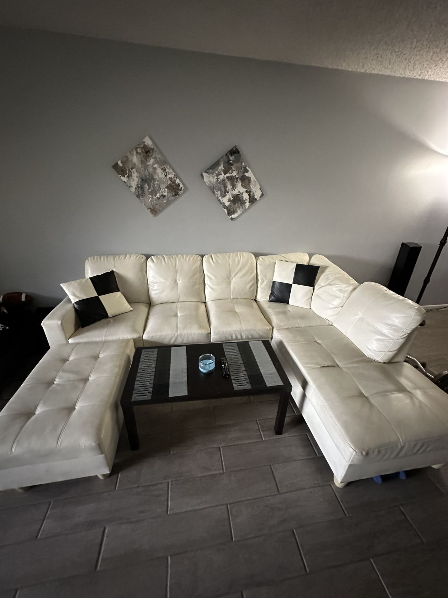 FREE White Leather Couch PICK UP ONLY