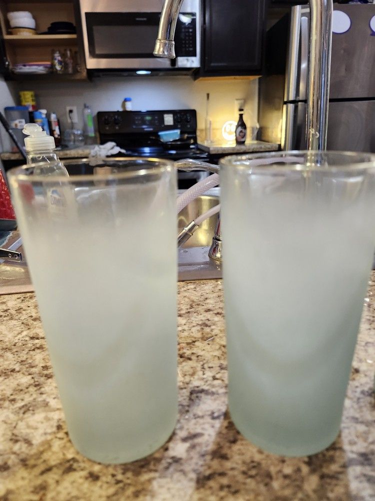 Vintage Frosted Pitcher And Glasses