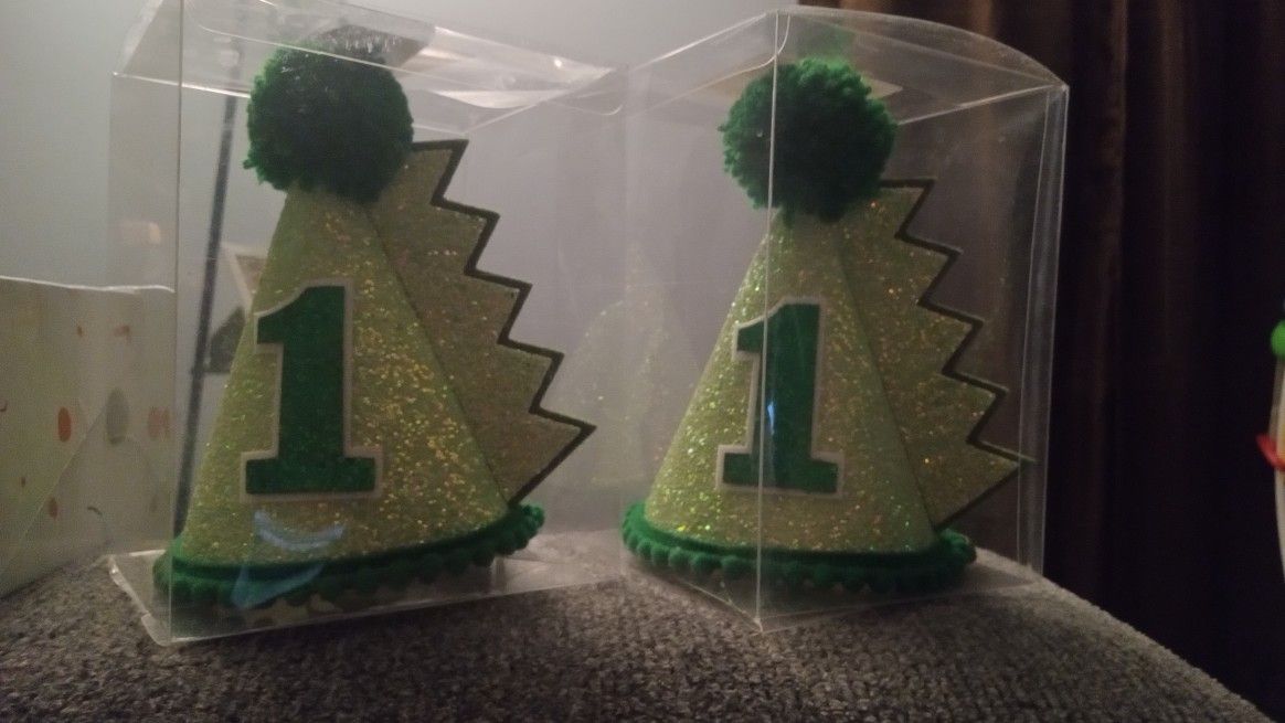 ✨🦕 Twin Boys 1 Year Old Birthday Party Dinosaur Hats ✨