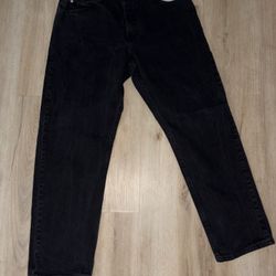 Wrangler Faded Black Jeans Size 38 x 32 Straight Cut Fit Men's Denim Pants 