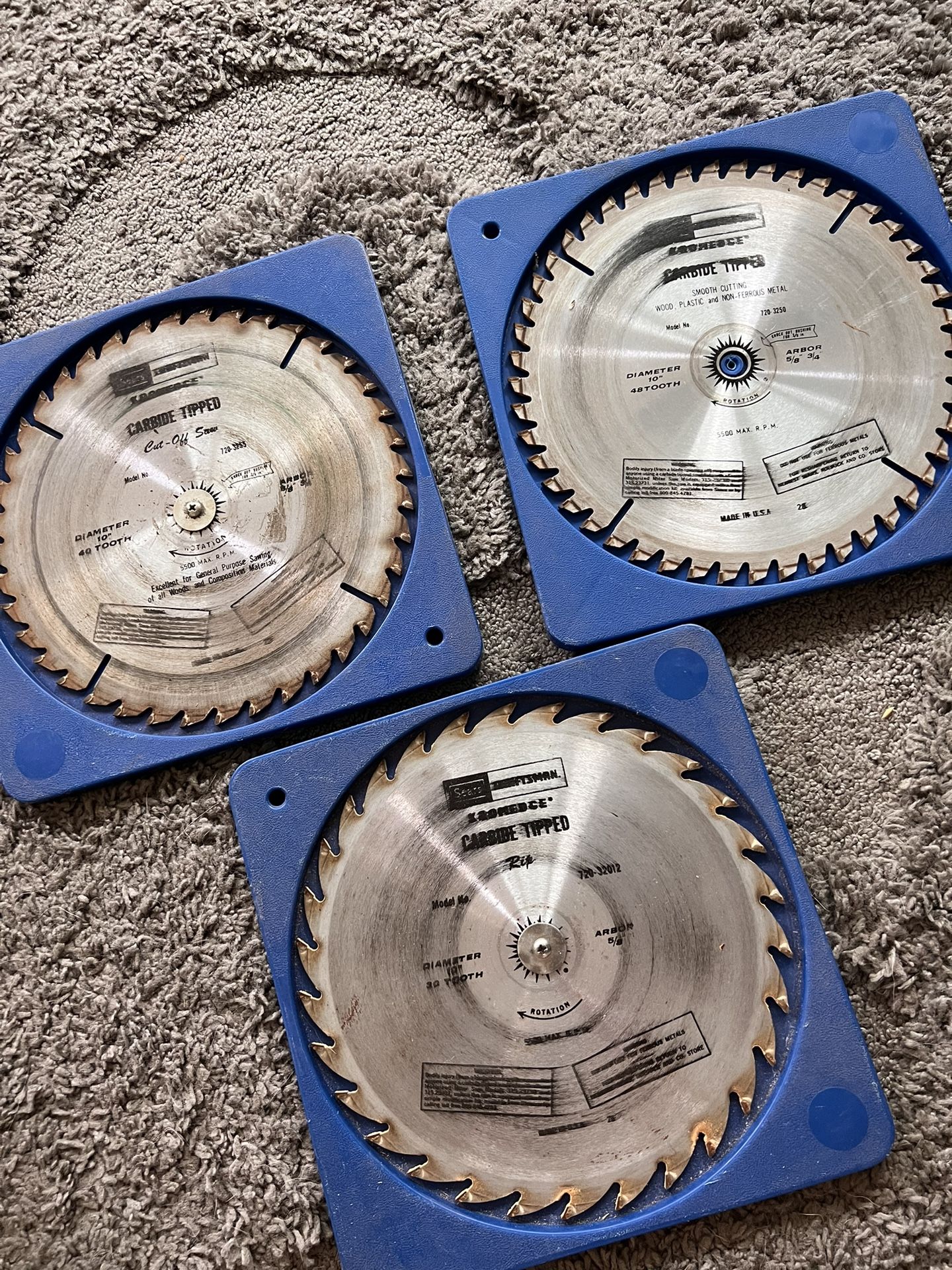 MADE IN USA Vintage Craftsman Carbide Tipped Saw Blades (contact info removed) & (contact info removed)2 & (contact info removed)-3BLADES!!