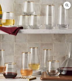 Gold Rim Crystal Drinkware  Set