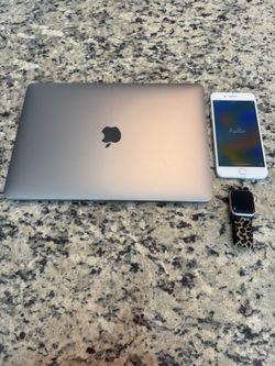 MacBook Pro, iPhone 8 Plus and Apple Watch SE 40mm