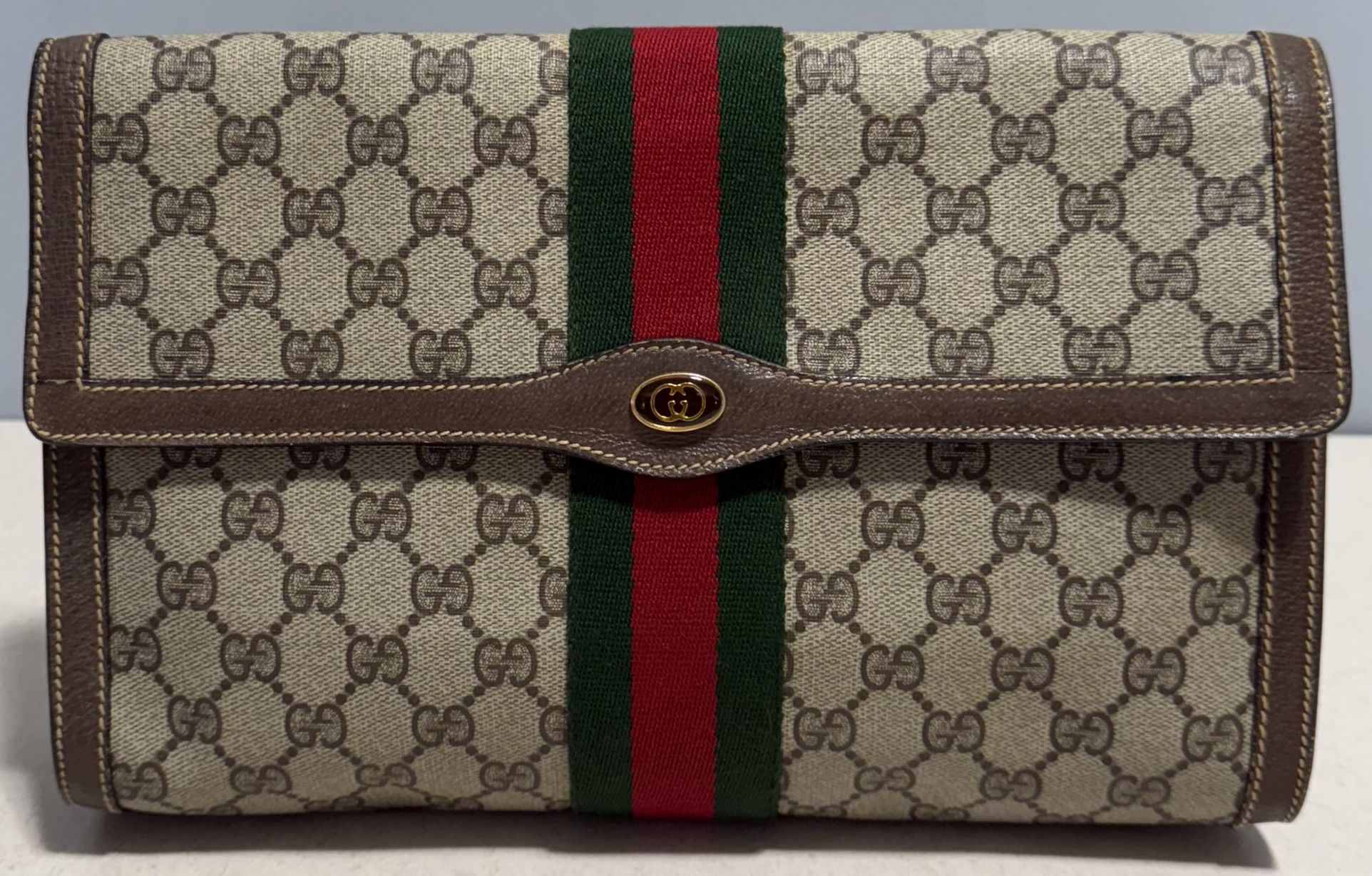 GUCCI Supreme Web Sherry Line Clutch Bag