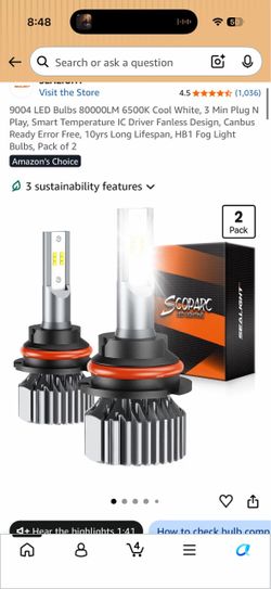 9004 LED Bulbs 80000LM 6500K Cool White, 3 Min Plug N Play, Smart Temperature IC Driver Fanless Design, Canbus Ready Error Free, 10yrs Long Lifespan, 