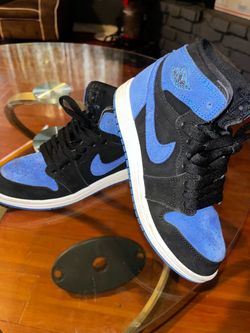 Nike Air Jordan 1 Retro High OG Royal Reimagined Suede Black Blue size 1Y