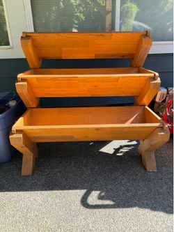 Tiered Cedar plant holder stand.