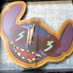 DISNEY METAL DIE CAST SUNGLASSES STITCH WALL CLOCK  