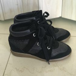 ISABEL MARANT WOMEN’S , WEDGE SUEDE & LEATHER SNEAKERS SIZE 39