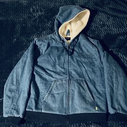 HUF 'Colton' Sherpa Hooded Denim Jacket MED New with  tags