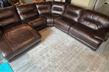 Brown Leather Sectional with Recliners