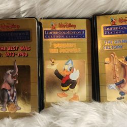 3 VHS Walt Disney Limited Gold Edition 2 Cartoon Classics 