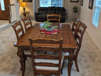 Solid wood table and chairs (6)