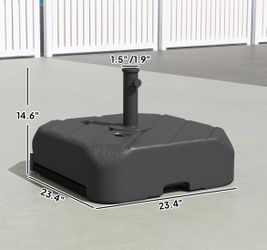 Outsunny Patio Umbrella Base with Wheels, Telescopic Handle, 158 lb Sand or 99 lb Water Filled Umbrella Stand, Black