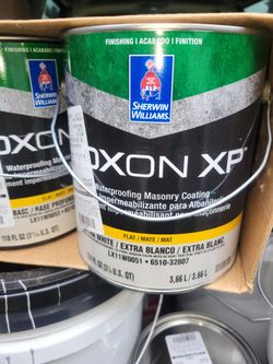 4 gallons of beige brown toned Loxon Paint