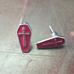 Gothic Red Coffin Earrings