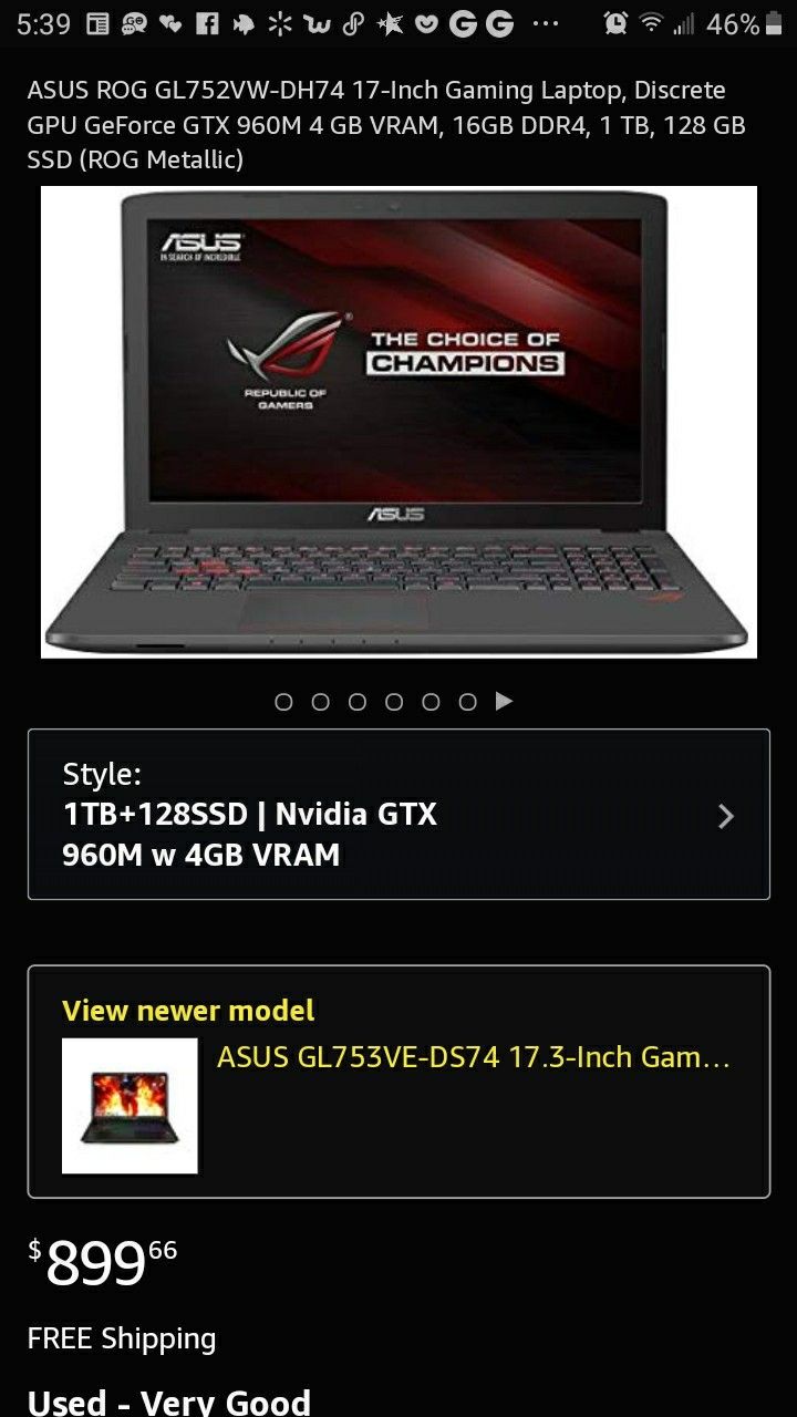 Asus ROG laptop GL752VW