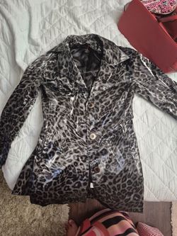 Vintage Leopard print trench coat size xxs