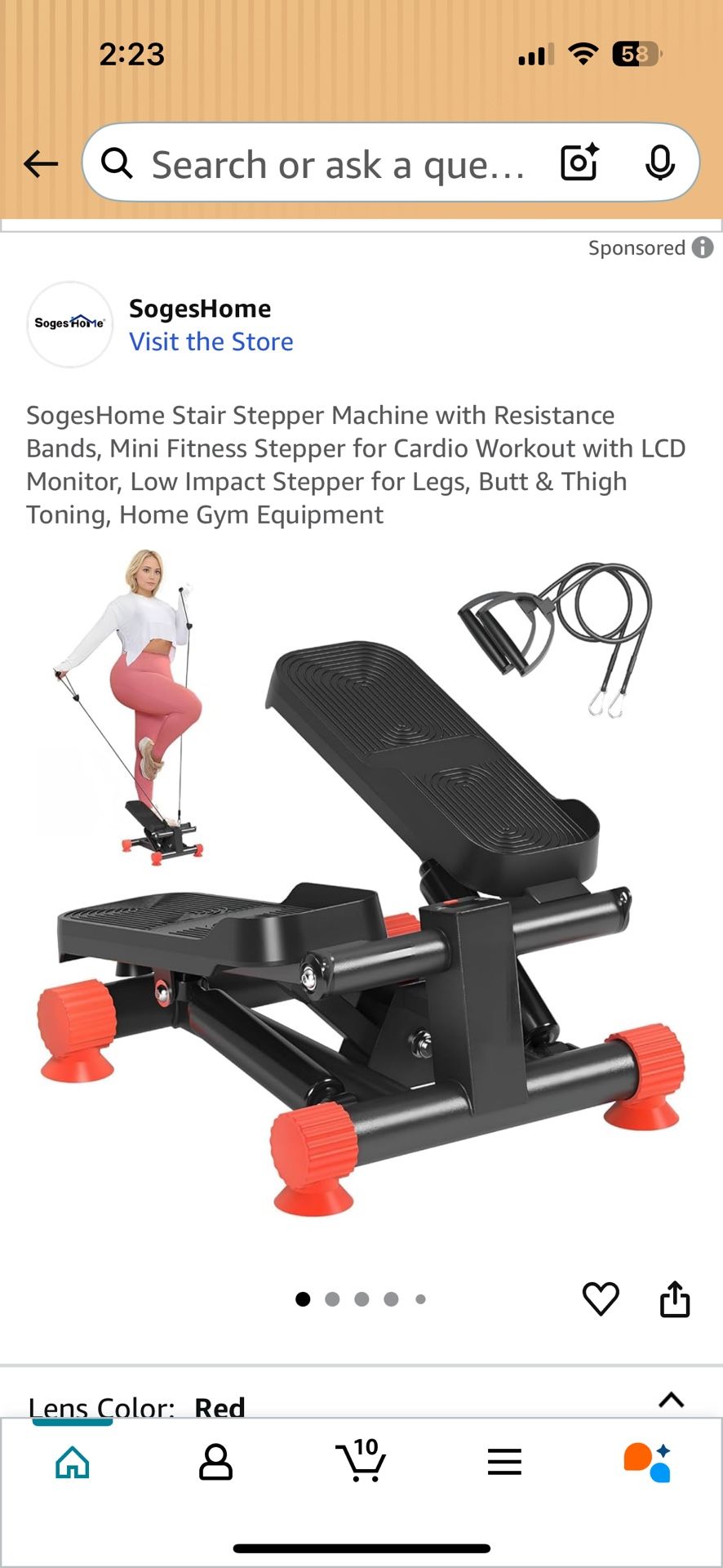 SogesHome Stair Stepper Machine with Resistance Band.