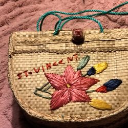 Vintage Straw Hobo Purse