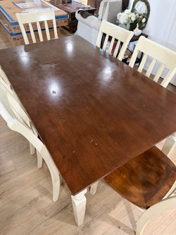 Wood Dining Table with 6 Chairs
