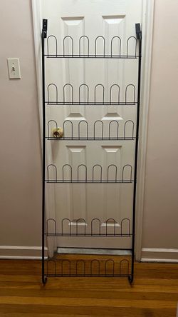 6 Tiered Black Metal Wall-Mounted Organizer - Holds 18 Pairs of Shoes