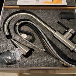 Kitchen Faucet with Pull Down Sprayer, Brushed Nickel High Arc Single Handle Kitchen Sink Faucet for Pot Filler, Stainless Steel Commercial Modern Rv 