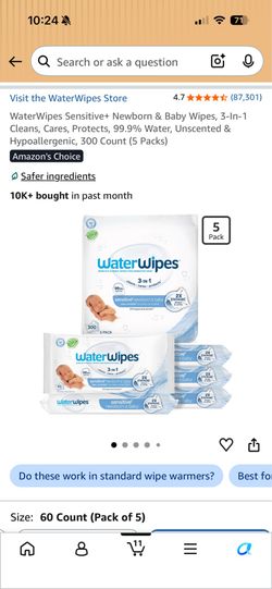 WaterWipes Sensitive Baby Wipes 5-Pack