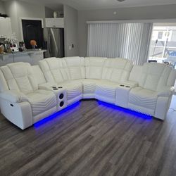Power Reclining Sectional With Led Lights,  USB PORTS , Speakers
