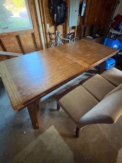 Wood Dining Table with Leaf Extension