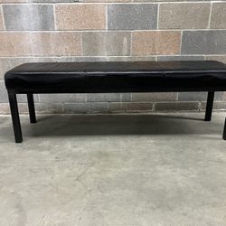BEAUTIFUL Black Leather PARSONS BENCH by "AptDeco"!