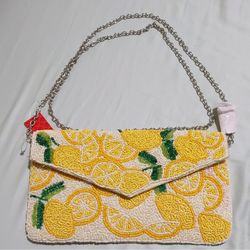 Lemon Beaded Clutch Purse