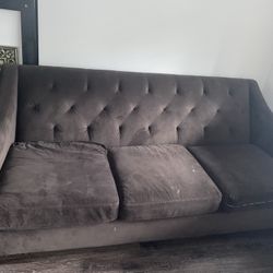 Small To Medium Sized Velour Couch