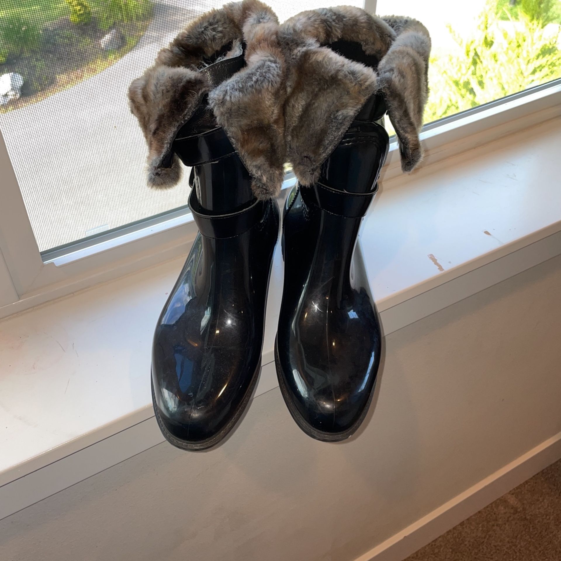 Faux Fur Rain Boots