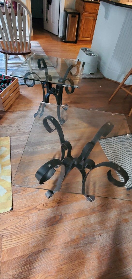 Wrought Iron gGlass End Tables (2/Set) - $25/Each