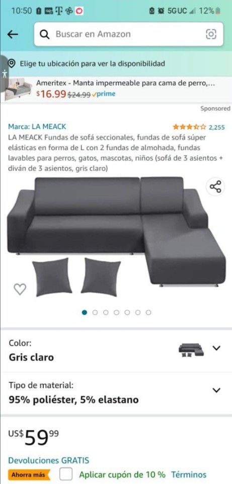 La Meack sectional sofa covers super stretch l-shape couch covers whit 2 pillowcases washable slips covers for dogs, cats, pets, kids,