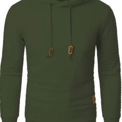 Men's Medium Waffle Print Army Green Hoodie. Brand New 