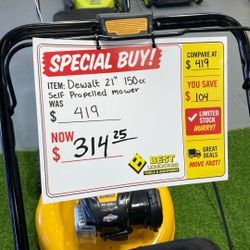 Dewalt gas 21” Self Propelled 150cc RWD Mower 