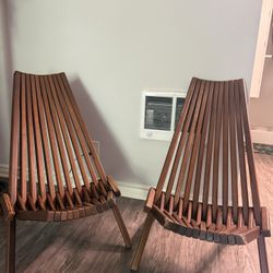 Two Foldable Wood Chairs