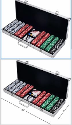 Poker Chip Set - 11.5g Poker Set with Cards, Buttons, Carrying Case, and 500 Chips for Texas Hold'em and Blackjack Games by Trademark Poker