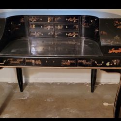 chinoiserie black lacquer writing desk Asian Antique Furniture Lacquer