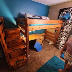Twin Over Twin Wood Bunk Bed With Stairway Chest

