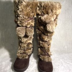 Aeropostale Platform Brown Suede Knee High Boot Size 6