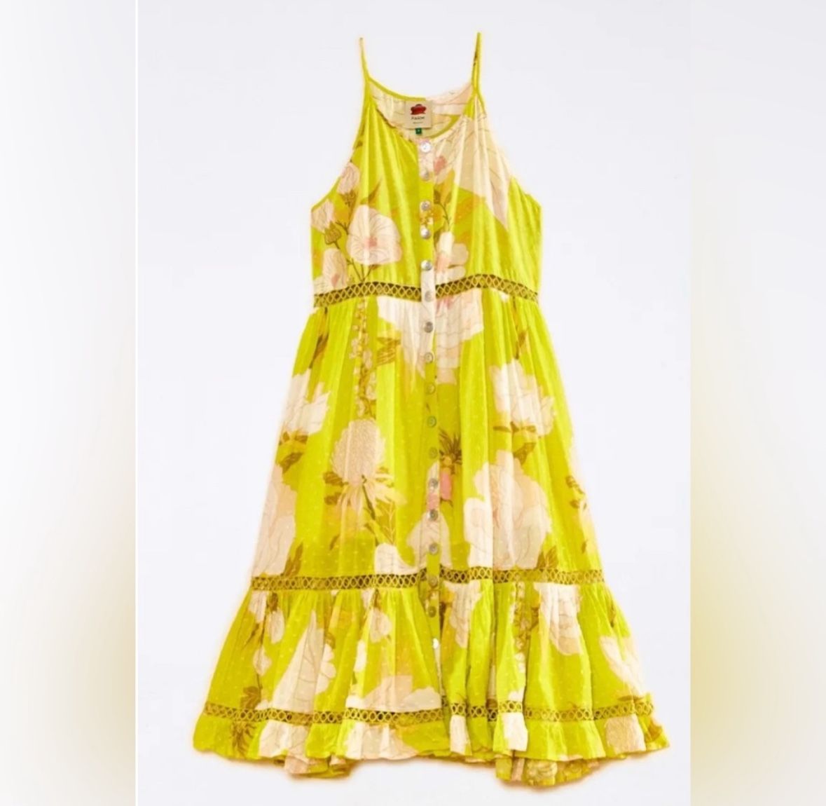 FARM Rio Yellow Neon Garden Midi Dress