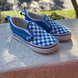 Vans Classic Slip On Checkerboard - Blue -  7 Toddler