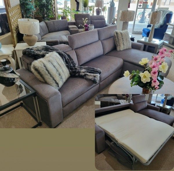 Sleeper Section Modern in Ash Brown Color (Queen size memory mattress)