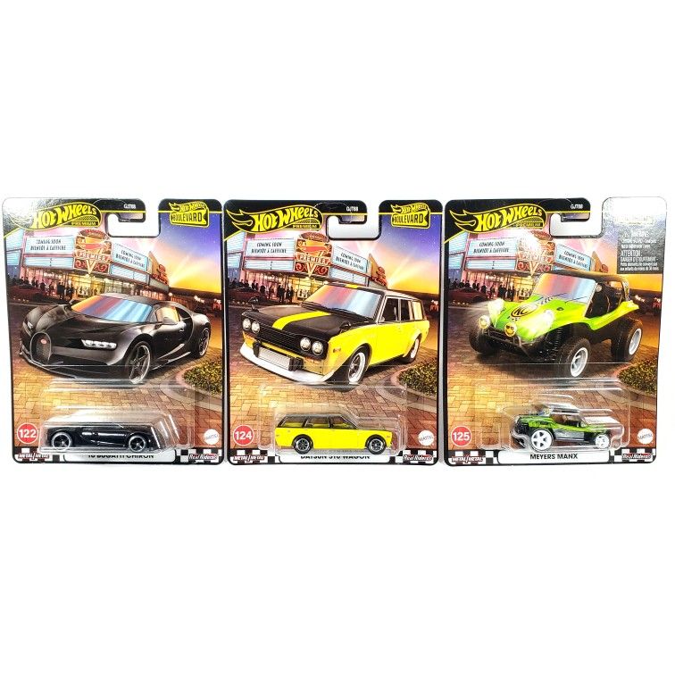 NEW 2025 Mattel Hot Wheels Boulevard Set Bugatti Datsun Manx (SET OF 3)