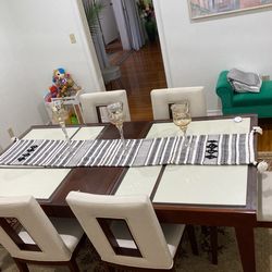 6 chair real wood table